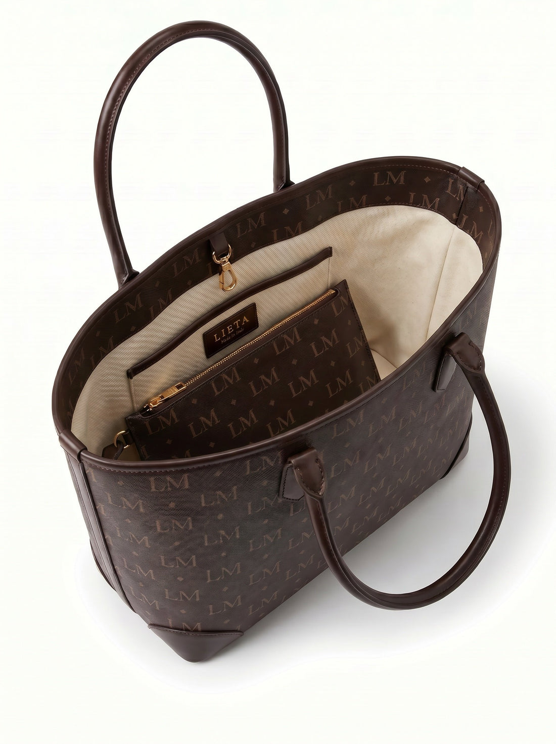 The Mercato in Chocolate — interior with detachable pouch