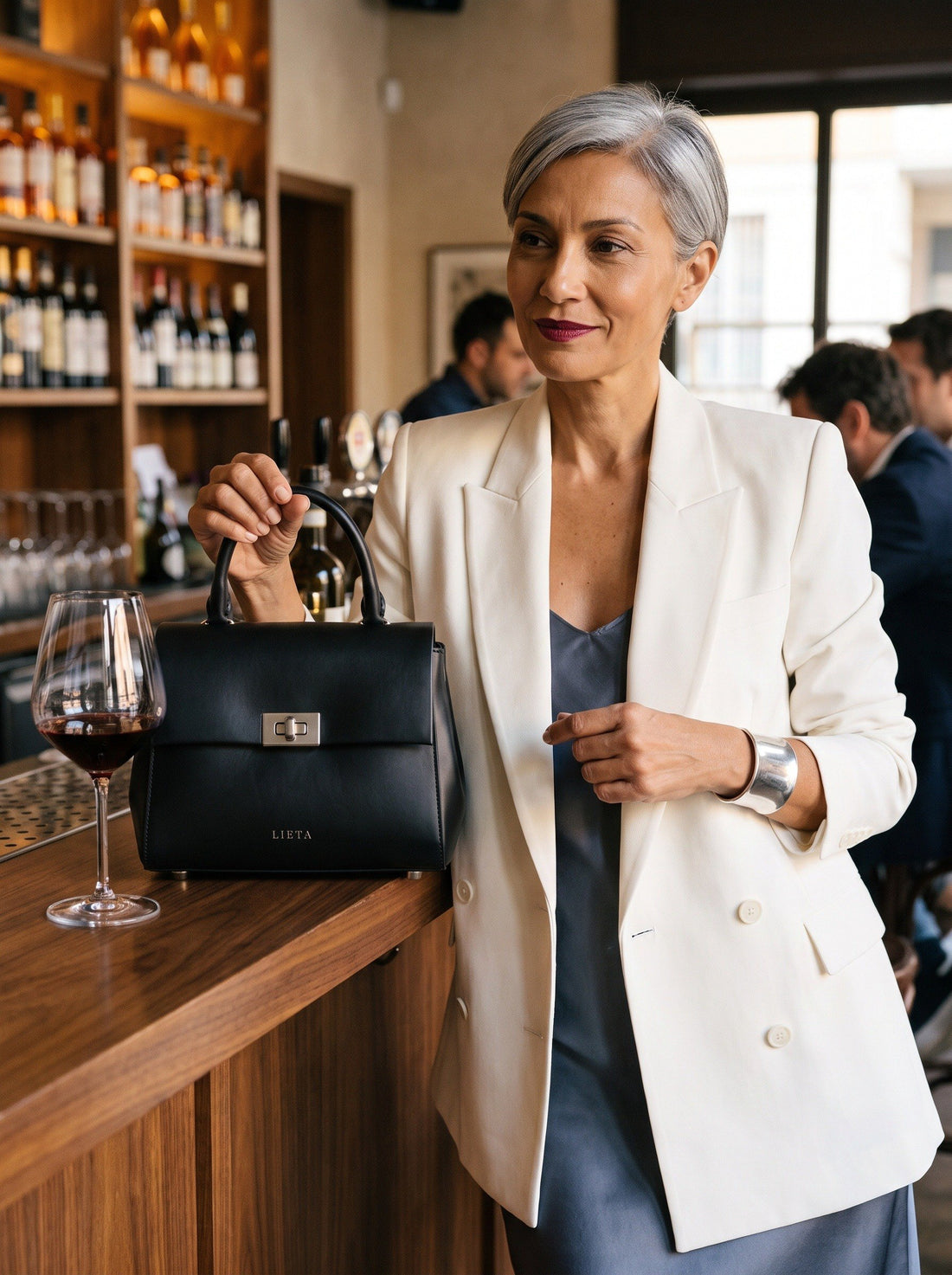The Piazza in Nero — worn at a Milan wine bar
